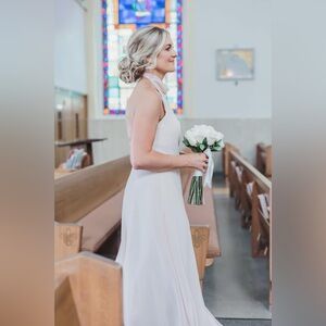 Jenny Yoo Blush Halter bridesmaid Dress